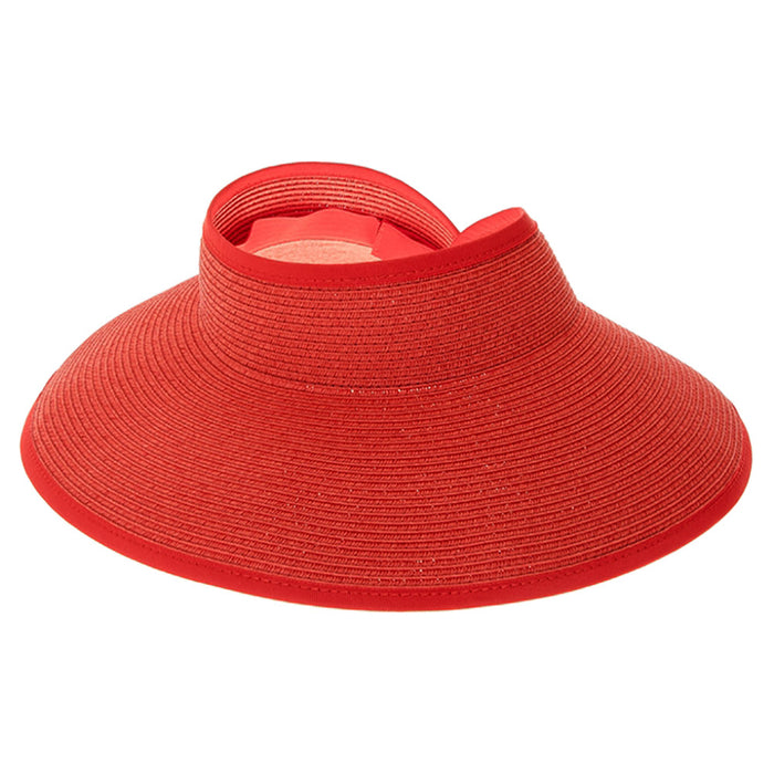 Straw Wrap Around Sun Visor Hat in Bright Colors - Boardwalk Style Visor Cap Boardwalk Style Hats DA148-RED Red