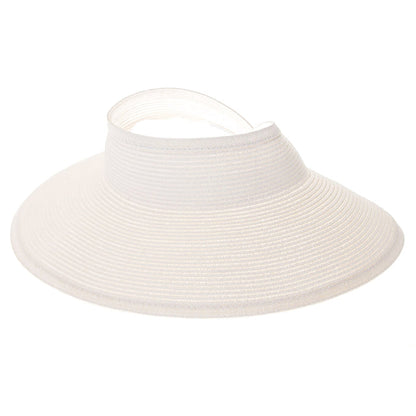 Straw Wrap Around Sun Visor Hat in Bright Colors - Boardwalk Style Visor Cap Boardwalk Style Hats DA148-WHT White