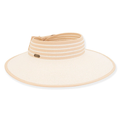 Striped Band Wrap Around Visor Hat - Sun 'N' Sand Hats Visor Cap Sun N Sand Hats HH2769C Ivory