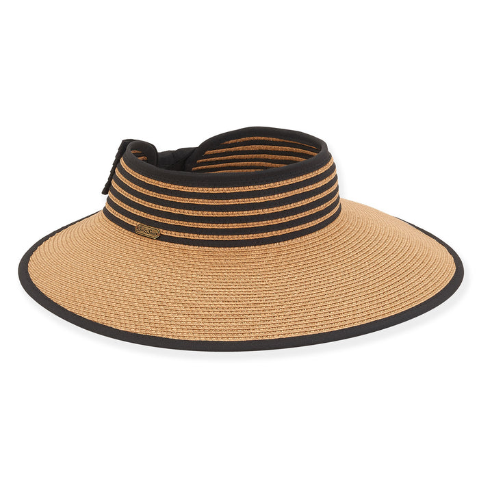 Striped Band Wrap Around Visor Hat - Sun 'N' Sand Hats Visor Cap Sun N Sand Hats HH2769B Tan