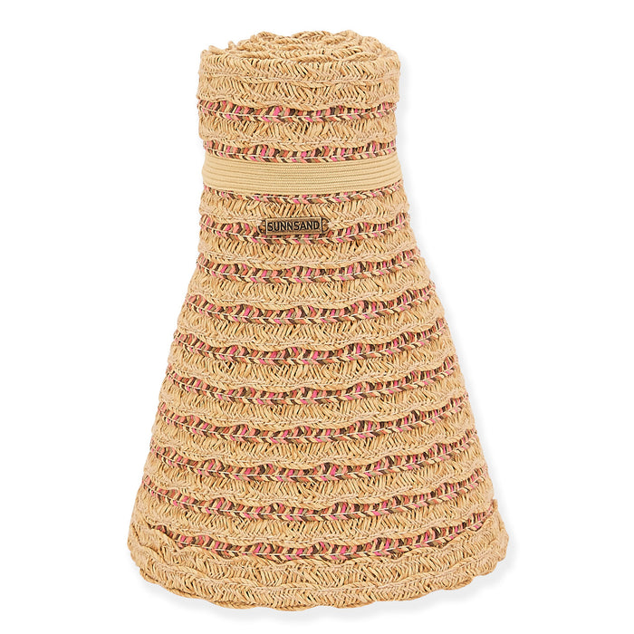 Striped Scalloped Wrap Around Visor Hat - Sun 'N' Sand Hats Visor Cap Sun N Sand Hats