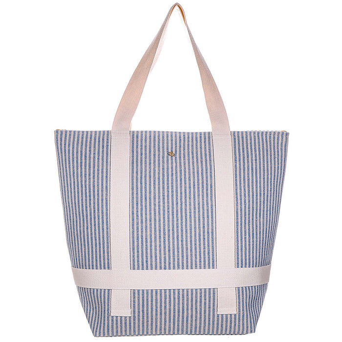 Striped Tote with Hat Carrying Strap - Cappelli Straworld Bags Bags Cappelli Straworld BAG1285-DENIM Denim