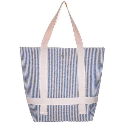 Striped Tote with Hat Carrying Strap - Cappelli Straworld Bags Bags Cappelli Straworld BAG1285-DENIM Denim