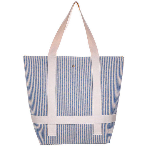 Striped Tote with Hat Carrying Strap - Cappelli Straworld Bags Bags Cappelli Straworld BAG1285-DENIM Denim