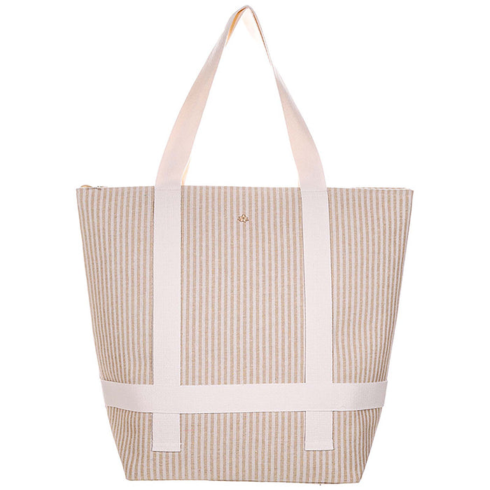 Striped Tote with Hat Carrying Strap - Cappelli Straworld Bags Bags Cappelli Straworld BAG1285-NAT Natural