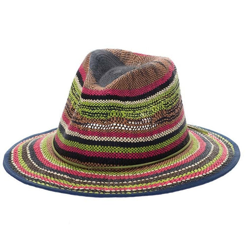 Striped Vibrant Colors Woven Bangkok Straw Hat - Boardwalk Style Safari Hat Boardwalk Style Hats DA472-2 Multicolor OS