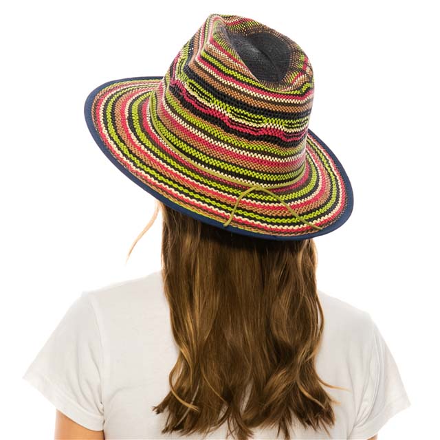 Striped Vibrant Colors Woven Bangkok Straw Hat - Boardwalk Style Safari Hat Boardwalk Style Hats