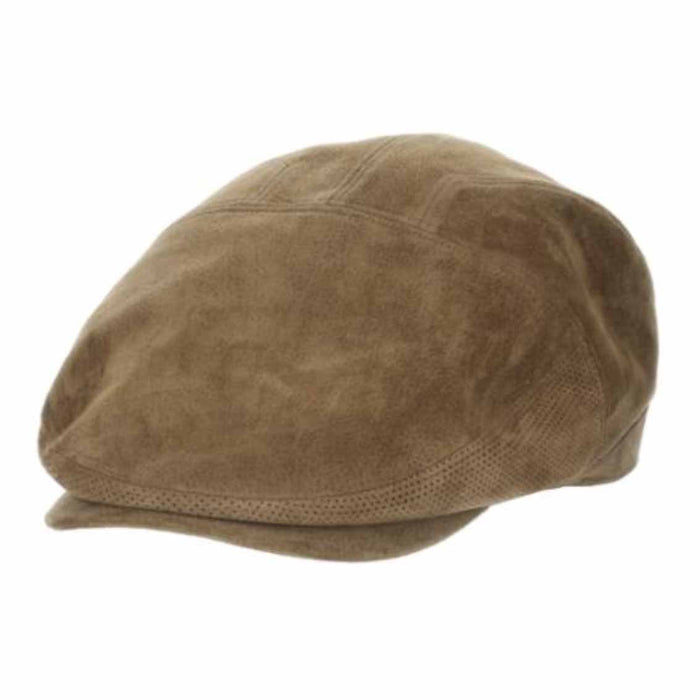 Suede Ivy Cap with Perforated Sidewalls - Stetson Hat Flat Cap Stetson Hats STC381-TAN3 Tan Large