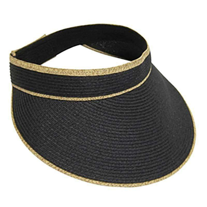 Sun Visor with Contrast Trim - Boardwalk Style Visor Cap Boardwalk Style Hats da642bk Black