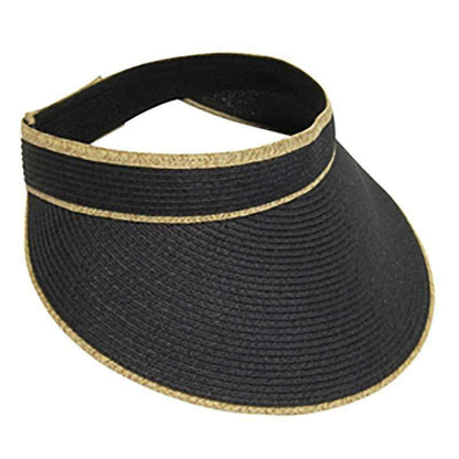Sun Visor with Contrast Trim - Boardwalk Style Visor Cap Boardwalk Style Hats da642bk Black