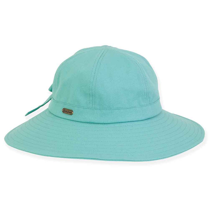 Sunshine Cotton Sun Hat with Split Brim - Sun 'n' Sand Hats Facesaver Hat Sun N Sand Hats HH2912E Blue OS