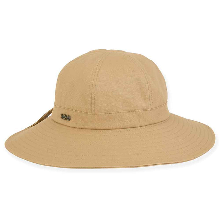 Sunshine Cotton Sun Hat with Split Brim - Sun 'n' Sand Hats Facesaver Hat Sun N Sand Hats HH2912B Tan OS