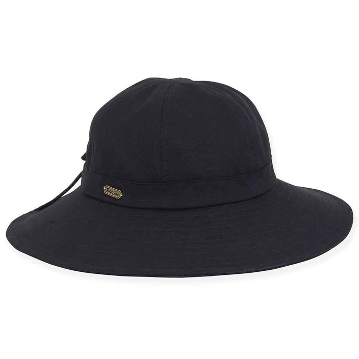 Sunshine Cotton Sun Hat with Split Brim - Sun 'n' Sand Hats Facesaver Hat Sun N Sand Hats HH2912C Black OS