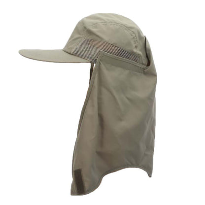 Supplex® Nylon Fishing Cap with Chin Strap and Sun Shield - DPC Outdoor Hats Cap Dorfman Hat Co. MC12-FOSSIL Fossil OS