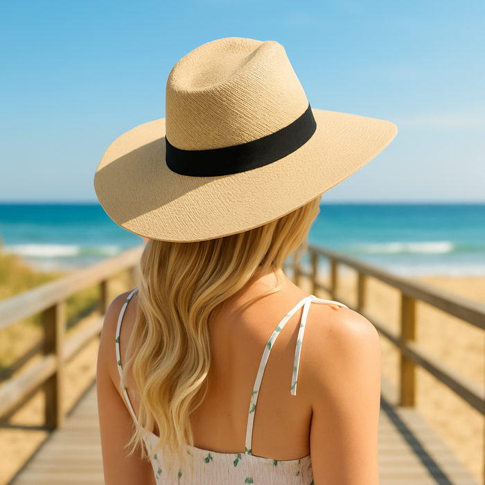 Textured Bangkok Toyo Wide Brim Panama Hat - Boardwalk Style Safari Hat Boardwalk Style Hats