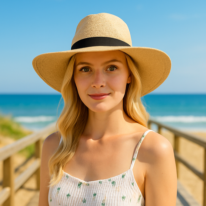 Textured Bangkok Toyo Wide Brim Panama Hat - Boardwalk Style Safari Hat Boardwalk Style Hats