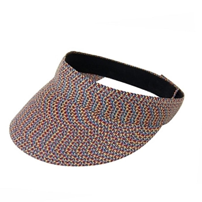 Traditional Sun Visor Tweed Straw Braid - Boardwalk Style Visor Cap Boardwalk Style Hats da233Mrb Rainbow