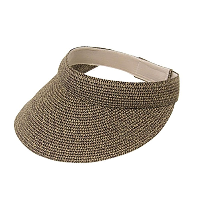 Traditional Sun Visor Tweed Straw Braid - Boardwalk Style Visor Cap Boardwalk Style Hats da233Mbk Black tweed