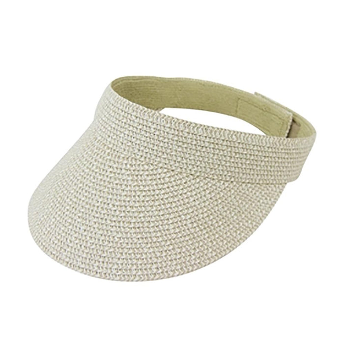 Traditional Sun Visor Tweed Straw Braid - Boardwalk Style Visor Cap Boardwalk Style Hats da233Mnt Ivory tweed