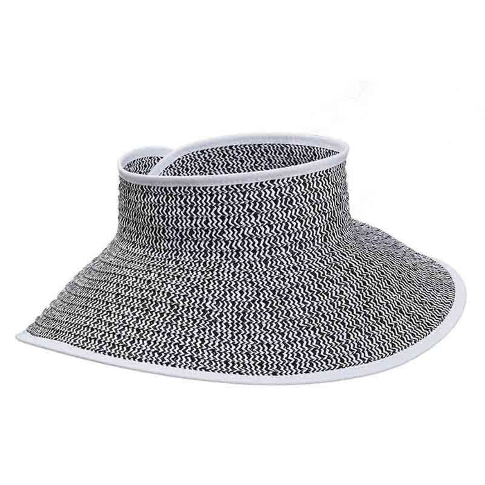 Tropical Trends Wrap-Around Sun Visor Hat Visor Cap Dorfman Hat Co. v227bw Black and White