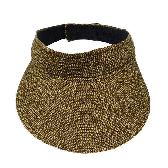 Tweed Straw Sun Visor - JSA Accessories Visor Cap Jeanne Simmons Accessories js6110Bt Brown tweed