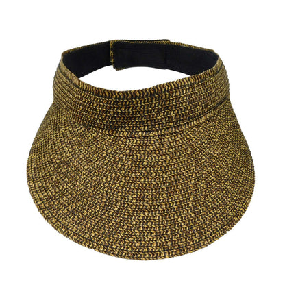 Tweed Straw Sun Visor - JSA Accessories Visor Cap Jeanne Simmons Accessories js6110Bt Brown tweed