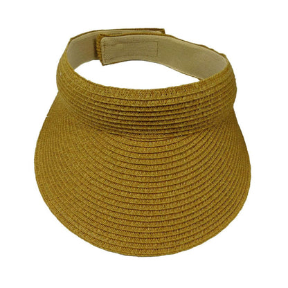 Tweed Straw Sun Visor - JSA Accessories Visor Cap Jeanne Simmons Accessories js6110Tt Toast tweed