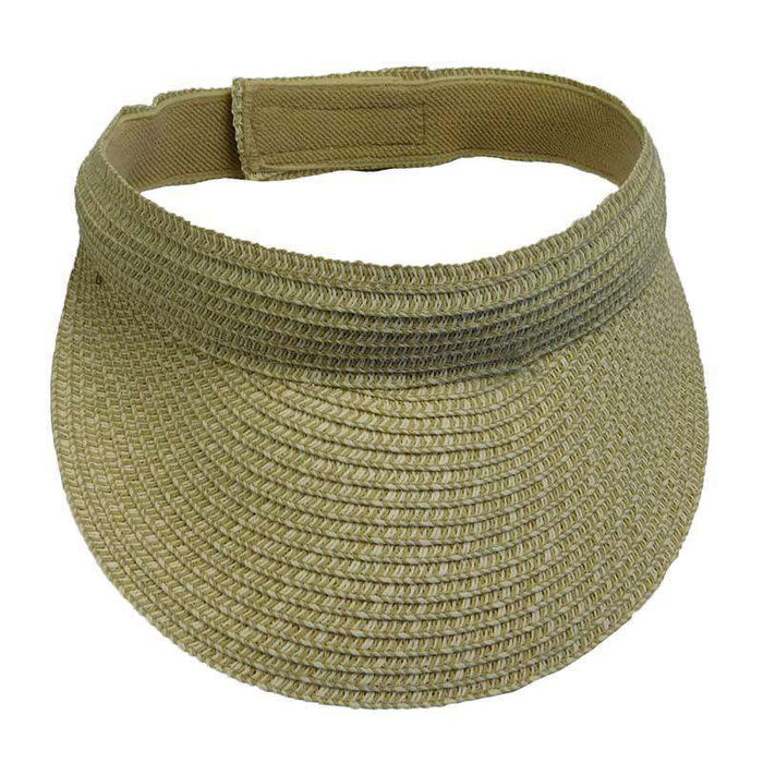 Tweed Straw Sun Visor - JSA Accessories Visor Cap Jeanne Simmons Accessories js6018KH Khaki tweed