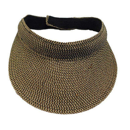 Tweed Straw Sun Visor - JSA Accessories Visor Cap Jeanne Simmons Accessories js6018BK Black tweed
