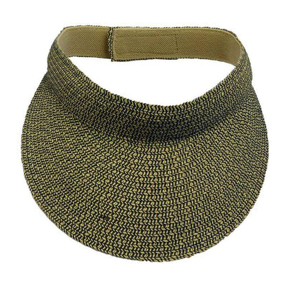 Tweed Straw Sun Visor - JSA Accessories Visor Cap Jeanne Simmons Accessories js6018NV Navy tweed