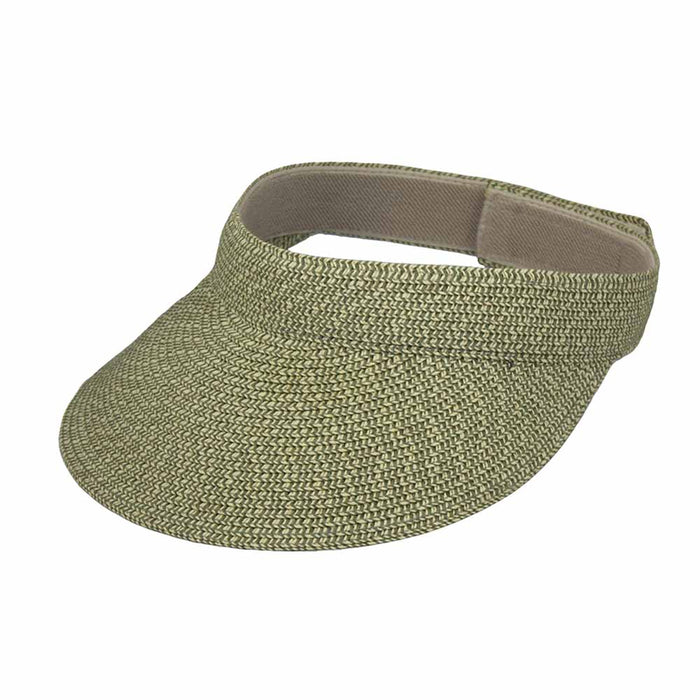 Tweed Straw Sun Visor - JSA Accessories Visor Cap Jeanne Simmons Accessories js6018GN Green tweed
