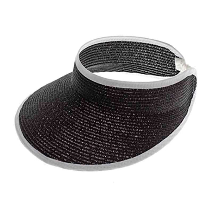 Two Tone Lightweight Sun Visor - Boardwalk Style Visor Cap Boardwalk Style Hats da719BK Black
