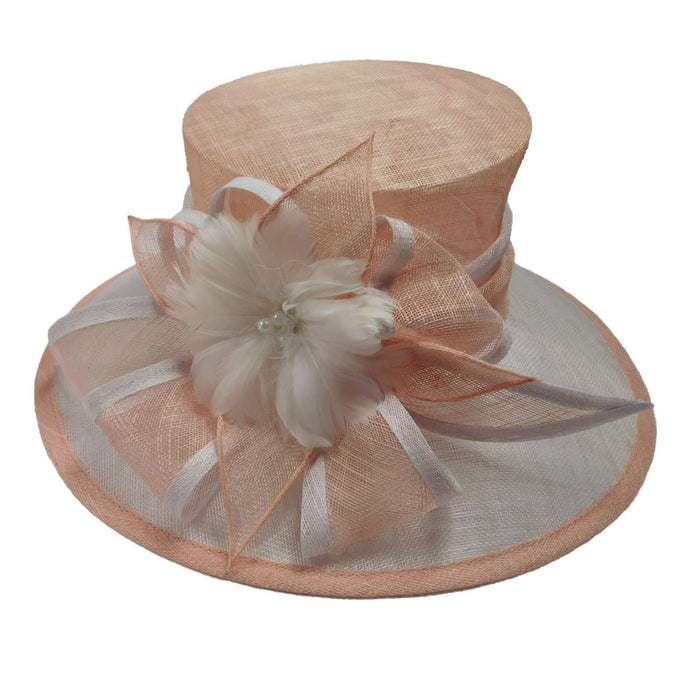 Two Tone Sinamay Dress Hat with Flower Accent Dress Hat Something Special LA WSSY825PK Pink