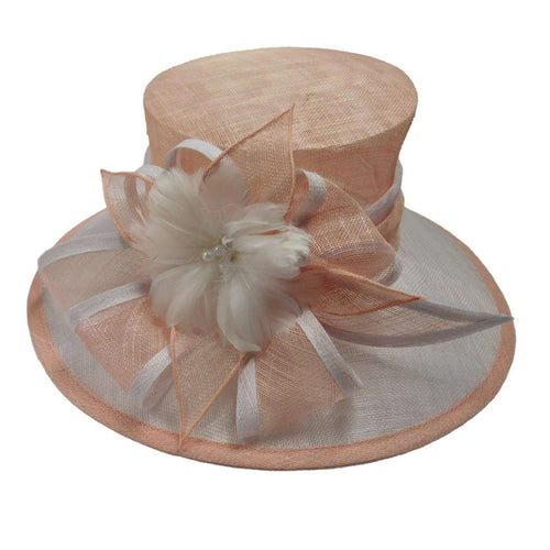 Two Tone Sinamay Dress Hat with Flower Accent Dress Hat Something Special LA WSSY825PK Pink