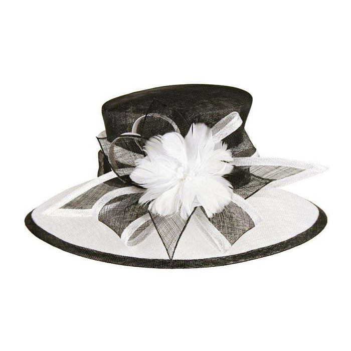 Two Tone Sinamay Dress Hat with Flower Accent Dress Hat Something Special LA WSSY825BK Black