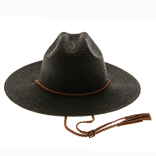 Unisex Packable Straw Cattleman Cowboy Hat  - Boardwalk Style Cowboy Hat Boardwalk Style Hats DA1991-BLK Black OS (58 cm)