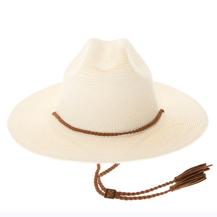 Unisex Packable Straw Cattleman Cowboy Hat  - Boardwalk Style Cowboy Hat Boardwalk Style Hats DA1991-IVO Ivory OS (58 cm)