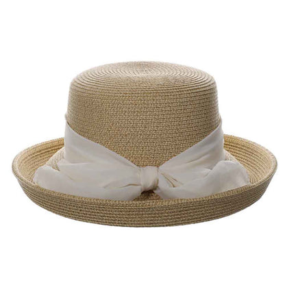 Up Brim Summer Hat with Chiffon Scarf - Scala Collection Hats Kettle Brim Hat Scala Hats
