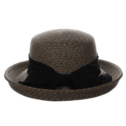 Up Brim Summer Hat with Chiffon Scarf - Scala Collection Hats Kettle Brim Hat Scala Hats
