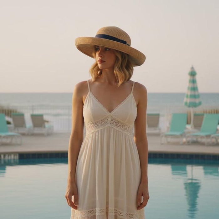 Up Turned Brim Straw Sun Hat with Bow - Sun 'N' Sand Hats Kettle Brim Hat Sun N Sand Hats