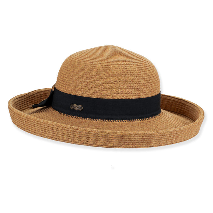 Up Turned Brim Straw Sun Hat with Bow - Sun 'N' Sand Hats Kettle Brim Hat Sun N Sand Hats