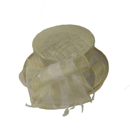 Upturned Brim Sinamay Dress Hat-White Dress Hat Something Special LA