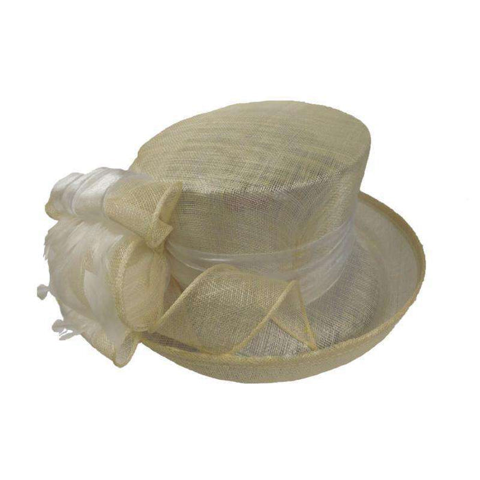 Upturned Brim Sinamay Dress Hat-White Dress Hat Something Special LA