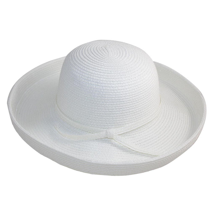 Upturned Brim Solid Color Summer Hat - Jeanne Simmons Hats Kettle Brim Hat Jeanne Simmons Accessories JS8456-PNK White