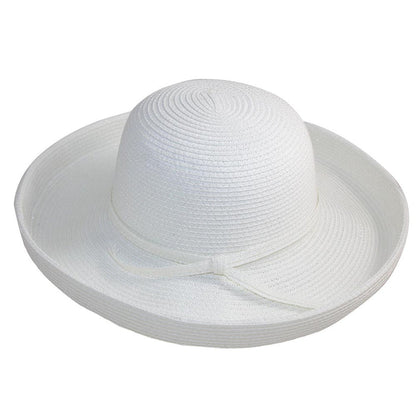 Upturned Brim Solid Color Summer Hat - Jeanne Simmons Hats Kettle Brim Hat Jeanne Simmons Accessories JS8456-PNK White