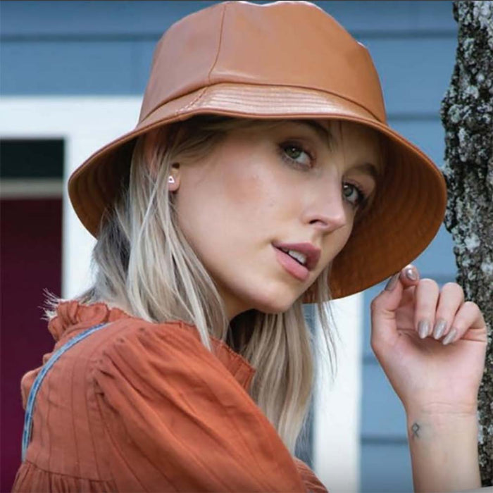 Vegan Leather Bucket Hat - Scala Hats Bucket Hat Scala Hats