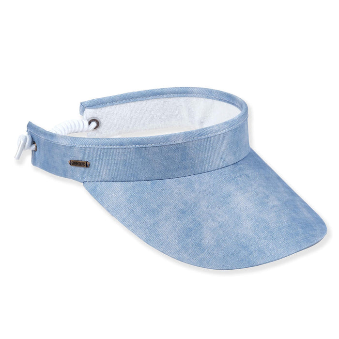 Velvety Metallic Sun Visor with Coil Closure - Sun 'N' Sand Hats Visor Cap Sun N Sand Hats HH3541B Denim