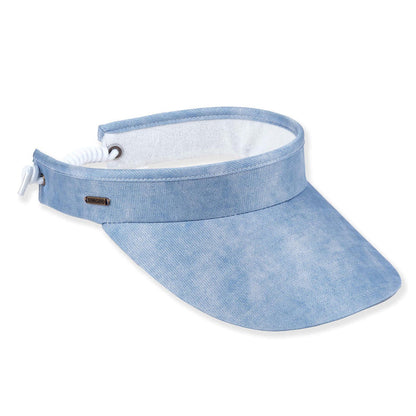 Velvety Metallic Sun Visor with Coil Closure - Sun 'N' Sand Hats Visor Cap Sun N Sand Hats HH3541B Denim