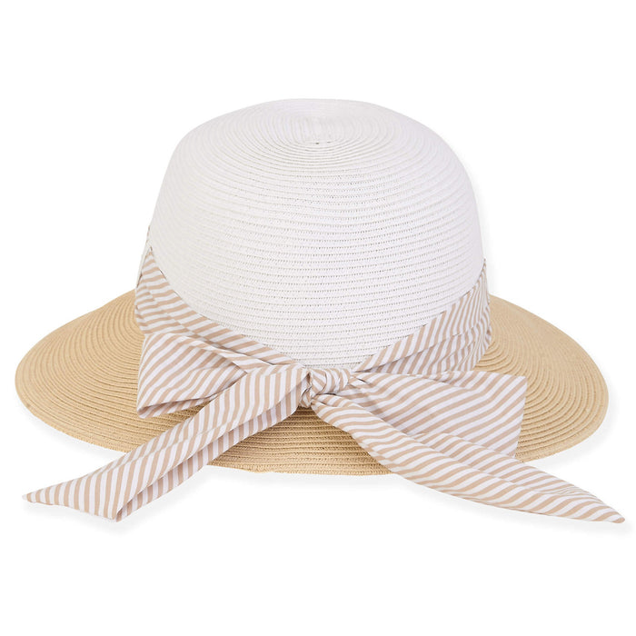 Villa Summer Hat with Striped Scarf - Sun 'N' Sand Hats Wide Brim Hat Sun N Sand Hats