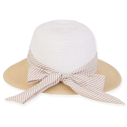 Villa Summer Hat with Striped Scarf - Sun 'N' Sand Hats Wide Brim Hat Sun N Sand Hats